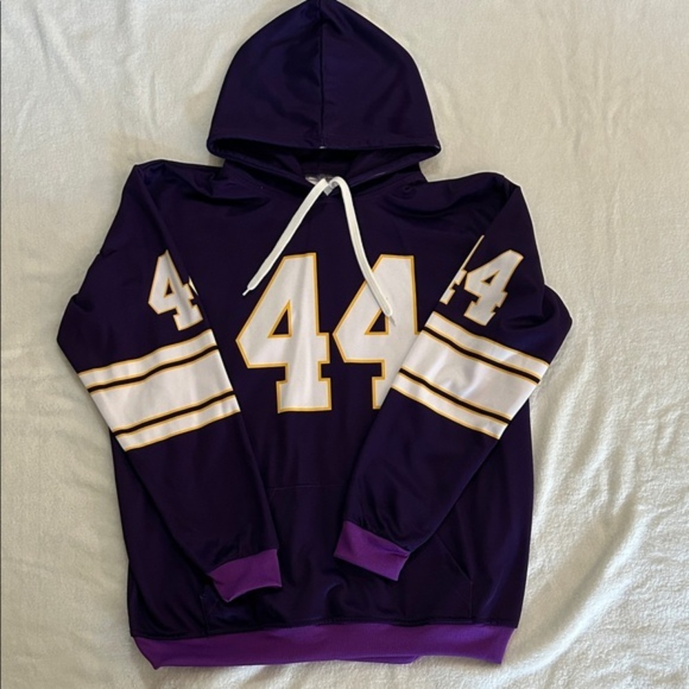 Purple Hooded Men's Sweatshirt #44 Foreman
